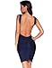 Meilun Women's Backless Low-cut Sling Bandage Cocktail Dress (Small, Blue)