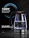 Electric Kettle Glass Tea Kettle, 1.7L Ultra Fast Water Boiler, Durable Borosilicate Glass and 304 Stainless Steel, Double Safety Locker, Boil Dry Protection and Auto Shut off, BPA Free, Aicok