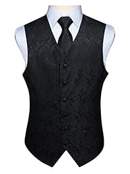 HISDERN Men's Classic Formal Vest Tie Set Paisley