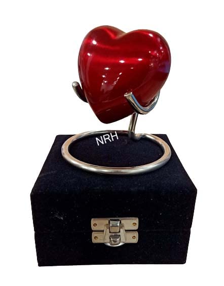 Cremation Urn for Ashes Keepsake Red Heart Urn with Black Box with Stand Mini Pet Memorial urn for Your Loved one