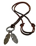 Regetta Jewelry Vintage Angel Feather Pendant Leather Cord Mens Necklace Chain