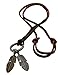 Regetta Jewelry Vintage Unisex Mens Angel Double Gold Silver Toned Feather Pendant Adjustable Leather Cord Necklace