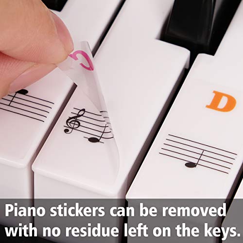 image for Piano Stickers for Keys, Eison Colorful Piano Keyboard Stickers for 88