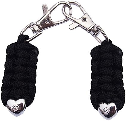 Paracord Zipper Pulls , Heart-shaped Alloy Beads Zip Fixer ( Metal Hook Thin Enough To Attach To Almost Any Zipper ) 2 Pack Black