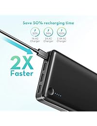 Cargador portátil RAVPower 26800 paquete de batería 26800 mAh salida total de 5.5 A, batería externa de 3 puertos (entrada 2 A, banco de carga USB 2.0 iSmart) cargador de batería portátil para iPhone, iPad y otros dispositivos inteligentes