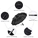 Wsky 12 Ribs Umbrella Windproof, Reinforced Travel Umbrella with Teflon Coating, Compact Waterproof, Ergonomic Handle with Auto Open Close Button - Elegant Leather Cover (Black)