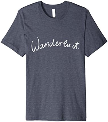 Mens WANDERLUST Surf Travel Aviation Shirt Backpacking Boho Tee XL Heather Blue