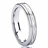 4MM Titanium Womens Rings Laser Etched Infinity Patterned Comfort Fit Wedding Bands