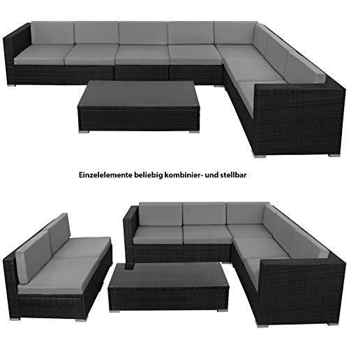 Montafox 24-teilige Polyrattan Lounge 8 Personen Gartenmöbel Ecklounge Ecksofa Beistelltisch Sessel Balkon Terrasse… – Bild 3