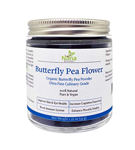 Butterfly Pea Flower Powder | 100% Organic, Authentic Thai Origin, Premium Culinary Grade | Caffeine-free Natural Energy & Focus Booster Anti-oxidant for Beverages, Smoothies, Baked Goods