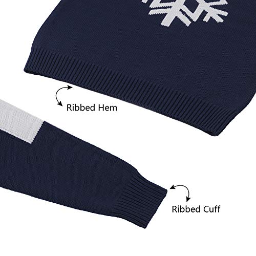 Adory Sweety Tops Thick Warm Sweater for Kids Baby Boy Toddler Adorable Cute Crew Neck Jacquard with Snow Flake Long Sleeve Pullover for Chrismas (Navy, 14Y)