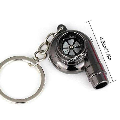 Ispeedytech Spinning Turbo Keychain,Make Whistle Sound,Auto Part Model Metal Keychain/Key Ring/Holder (Bright Black) - Thumbnail 2