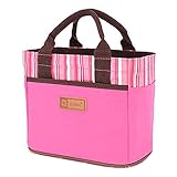 Muitifunction Cute Canvas Bento Lunch Bag for Picnic Travel Tote Lunch Bag with Rope Belt Stylish Rose Pink by Oneyongs