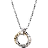Hifunny Three Ring Pendant Necklace Titanium Steel Multi Color Combos Interlocking Circles Necklace for Women Men Fashion Jewelry