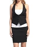 Color Swatch Women's Lace Back Tie Tux Waistcoat Vest S-3X