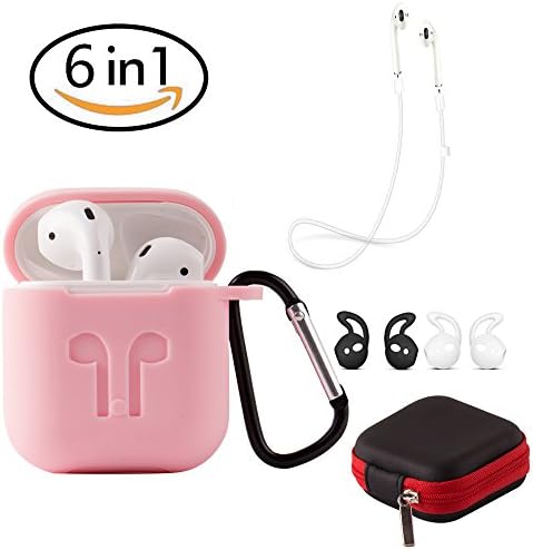 METEQI for AirPods Portable Case (Silicone Case+Hooks+Sport Strap+Headphone Case) Pink