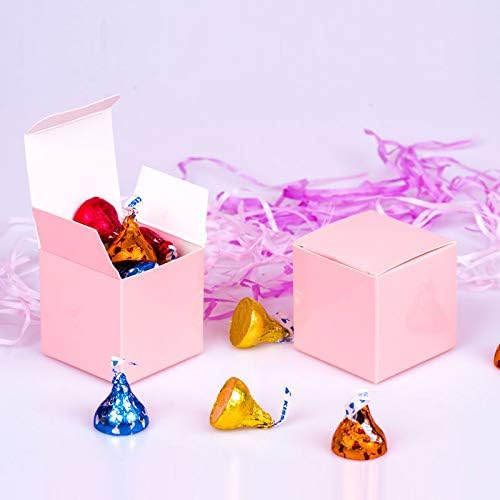 Candy Box 2 x 2 x 2 inch Pink small Gift box,Square paper treat box Party Favor Box for Wedding,Birthday,Baby Shower,Bridal Shower,Anniversary,holiday celebration party supplies decorations,50pcs