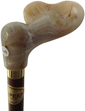 Coopers of England White Marble 38" Left Handed Fischer Walking Stick