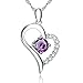 YFN Sterling Silver Heart Necklace for Women Birthday Gifts for Her Mom Wife Daughter Girlfriends (Purple)