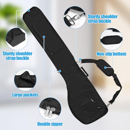 TEUYOE Bolsa de viaje plegable para palos de golf, bolsa porta palos de golf con cremallera para 8-10, bolsa de transporte de golf pequeña y ligera portátil impermeable para mujeres y hombres, negra