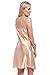 BellisMira Women's Satin Chemise Nightgowns, Sexy Sleepwear V Neck Spaghetti Strap Silk Lace Nightdress Champagne Gold, L