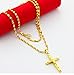 Takyae 2017 Hot Woman Men 24K Gold Necklace & Cross Pendant Cool Men's Jewlery Us056