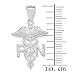 Polished 10k White Gold Caduceus RN Charm Registered Nurse Pendant