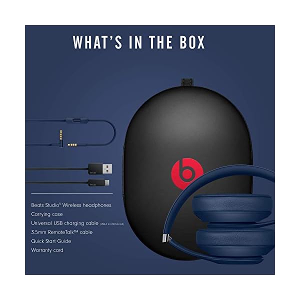 Beats-Studio3-Wireless-Noise-Cancelling-Over-Ear-Headphones-Apple-W1-Headphone-Chip-Class-1-Bluetooth-Active-Noise-Cancelling-22-Hours-Of-Listening-Time-Built-in-Microphone-Blue Beats Studio3 Wireless Noise Cancelling Over-Ear Headphones - Apple W1 Headphone Chip, Class 1 Bluetooth, Active Noise…