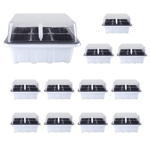 Homend 12 Sets Seed Starter Tray, 72 Holes Seed Tray Plant Germination