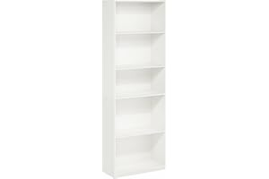 Furinno GEHRY Book Shelf, 5-Tier Bookshelf, Bookcase with Adjustable Shelves, 11.6 x 24.8 x 71.4, for Living Room, Bedroom, H