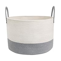 UBBCARE Extra Large Cotton Rope Basket Blanket Basket Woven Laundry Basket Toy Storage Bin Thread Nursery Hamper 20" x 13"