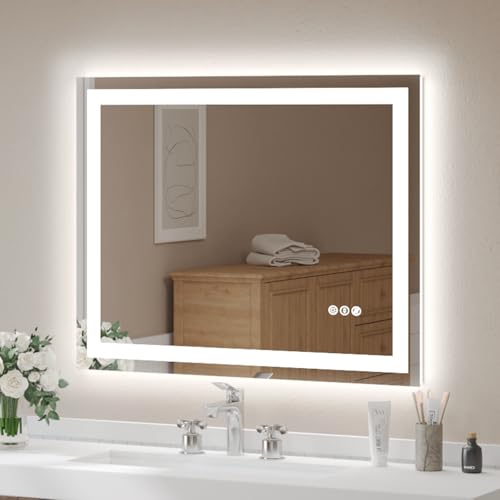 USHOWER LED Bathroom Mirror Inch Tempered Glass