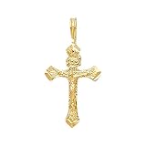 14k Yellow Gold Religious Crucifix Pendant