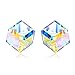 Hypoallergenic Sterling Silver Cube Stud Earrings with Aurora Boreali Crystals from Austria Valentines Day Gifts for Her Fine Jewelry Gifts for Women (Aurora Boreali)