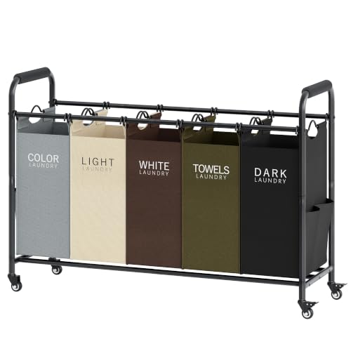 Tajsoon Wäschesortierer mit 3 oder 4 Fächern (5 Farben, 5 Taschen)