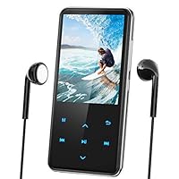 MP3 Player with Bluetooth, AGPTEK 2.4" Screen 16GB Lossless Music Player, Built-in Speaker, Touch Button, Support FM Radio Recording, up to 128GB (Earphone, Screen Protector)