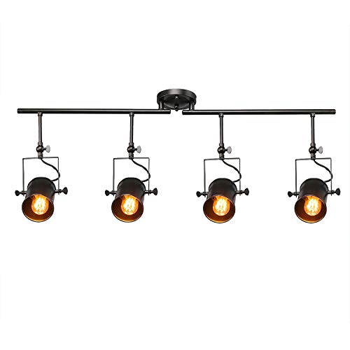 LALUZ 4-Light Adjustable Track Lighting Kit Semi Flush Mount Close to Ceiling Light