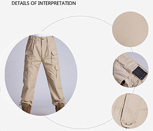 Noga Men's Outdoor Flat Front Work Multi Pockets Quick-Drying Casual Caro Swat Tactical Pants for Spring Summer Autumn (Khaki, 38/XXL)