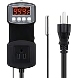 WILLHI WH-1803A Digital Temperature Controller Upgraded Heating and Cooling Mode 110V 15A Programmable Outlet Thermostat with Waterproof Probe NTC 10K Sensor for Brewing Aquarium Breeding Heat Mat