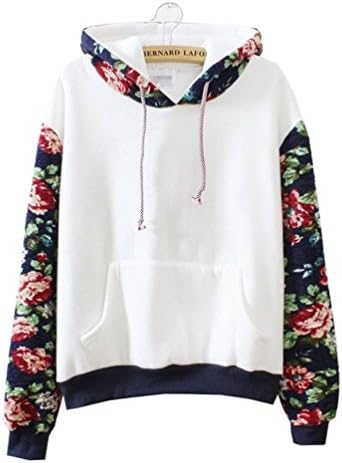 Cute Hoodies Sweater Pullover Warm Fleece Lined Flowers Sleeve