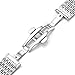 Top Plaza 20MM Silver Solid Stainless Steel Straight End Link Bracelet Wrist Watch Band Strap Replacement Double Push Spring Butterfly Deployment Clasp 9 Rows Metal Strap