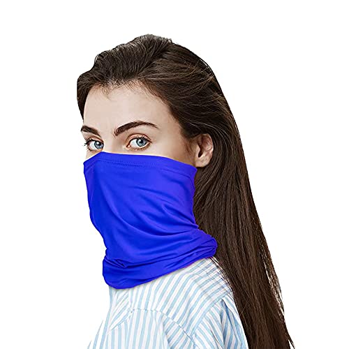 Bandana Neck Gaiters Multifunction Headwear Elastic Tube Scarf Face Shield Headband Snood UV Resistence for Outdoors Sports 2 PCS Black & Blue