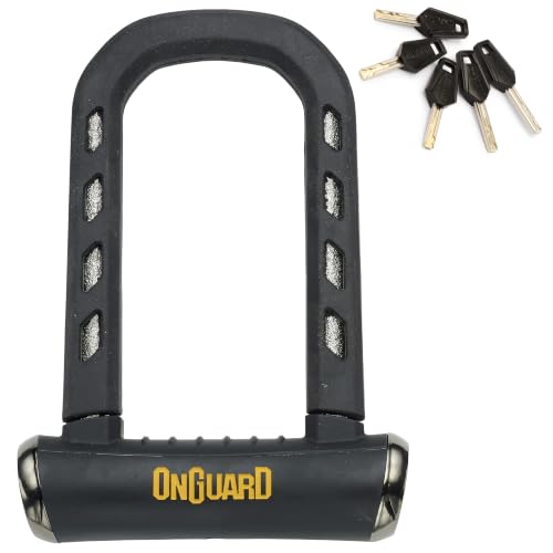 OnGuard RockSolid U-Lock – Winkelschleifer resistent (8,9 cm x 17,5 cm) für Fahrrad, Motorrad, Powersport – 14 mm Bügel, X4P Verriegelungsmechanismus, leicht, 5