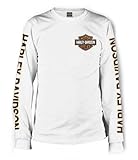 Harley-Davidson Men's Long Sleeve Orange Bar & Shield White Shirt 30291964