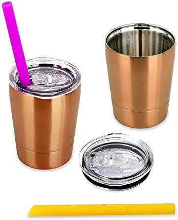 Housavvy Kids Cups Vacuum Insulated Double Wall Stainless Steel Cups with Easy Clean Tritan Lids Leak Proof and Food Grade Reusable Kids Smoothie