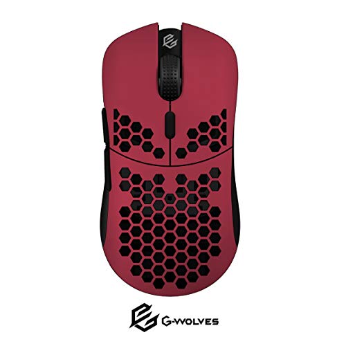 G-Wolves Hati HT-M 3360 Ultra Lightweight Honeycomb Shell Wired Gaming Mouse up to 12000 cpi - 6 Buttons - 2.18 oz (61g) (Stiletto Red)