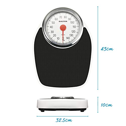 Salter Doctor Style Mechanical Bathroom Scales Retro White + Black Accurate Weighing, Easy to