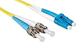 C2G/Cables to Go 37476 LC-ST 9/125 OS1 Duplex Single-Mode PVC Fiber Optic Cable (3 Meter, Yellow)
