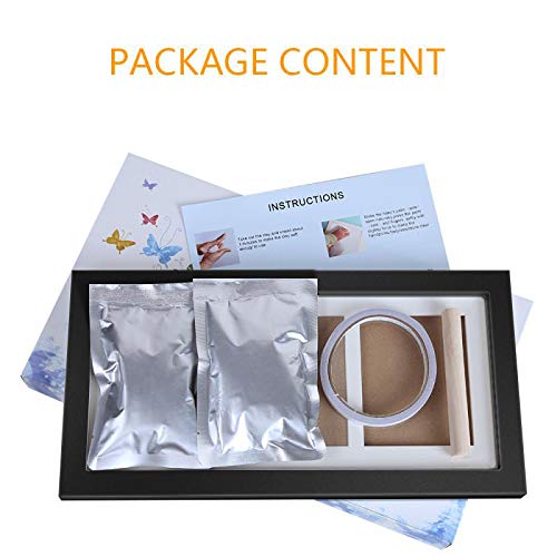 nuaele Baby Hand and Footprint Kit, Baby Girl Gifts, Baby Boy Gifts, Wall Mount & Desktop Mount Decor Shower Picture Frames Gift for Newborns - Roller, Mounting Hardware and Instructions - Black