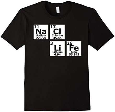 Mens NaCl Life T-Shirt Salt Periodic Table Chemistry Tee XL Black